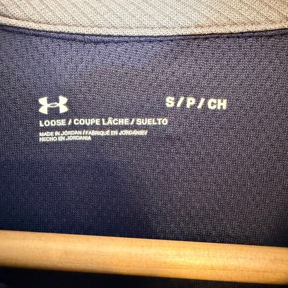 Under Armour Men’s Tech Polo Shirt Navy Blue Sz Small Loose Fit Performance Golf - Picture 2 of 8